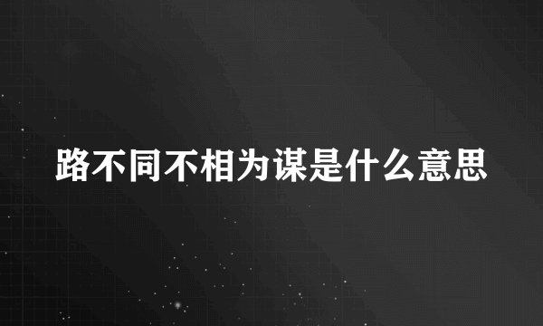 路不同不相为谋是什么意思