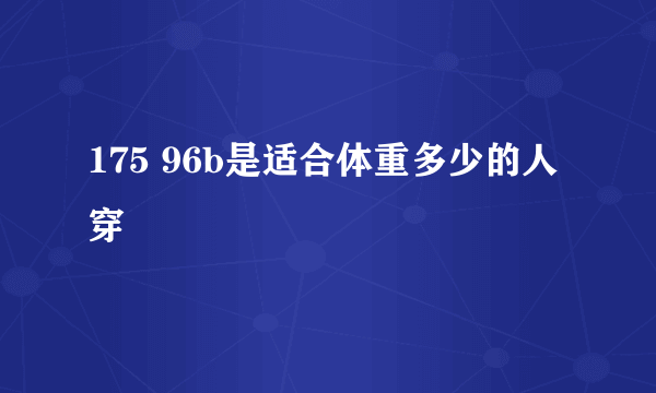 175 96b是适合体重多少的人穿