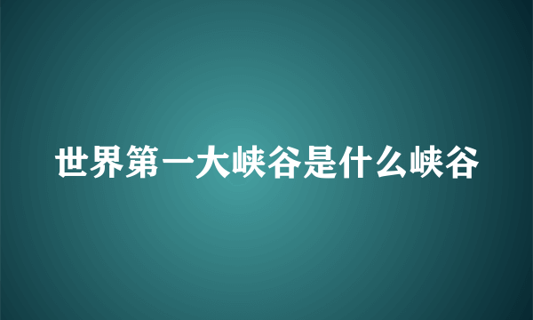 世界第一大峡谷是什么峡谷