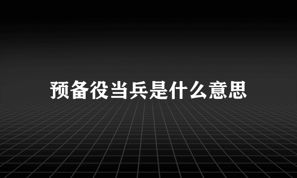 预备役当兵是什么意思