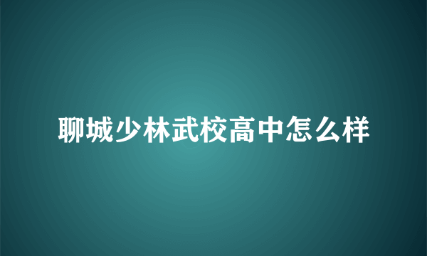 聊城少林武校高中怎么样