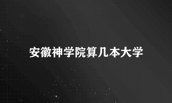 安徽神学院算几本大学