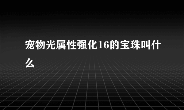 宠物光属性强化16的宝珠叫什么