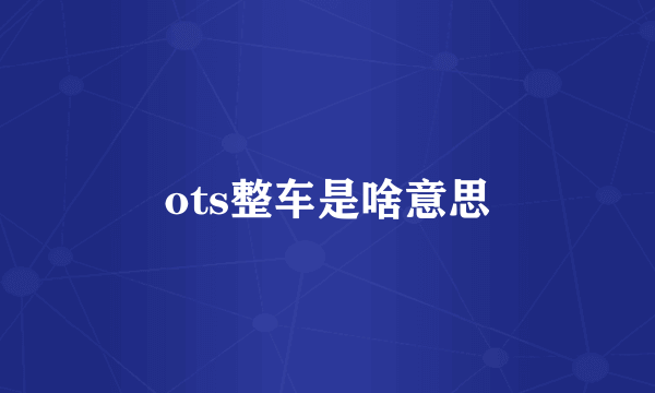 ots整车是啥意思