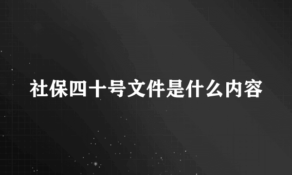 社保四十号文件是什么内容