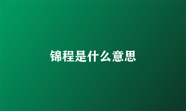 锦程是什么意思