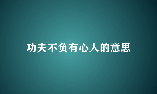 功夫不负有心人的意思