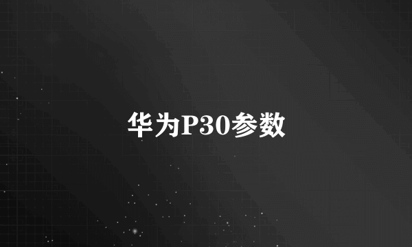 华为P30参数