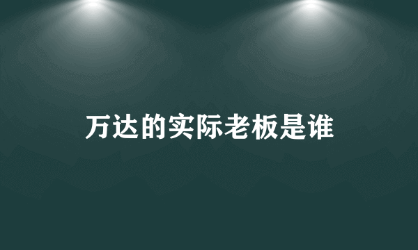 万达的实际老板是谁