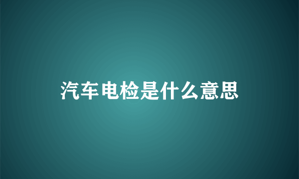 汽车电检是什么意思