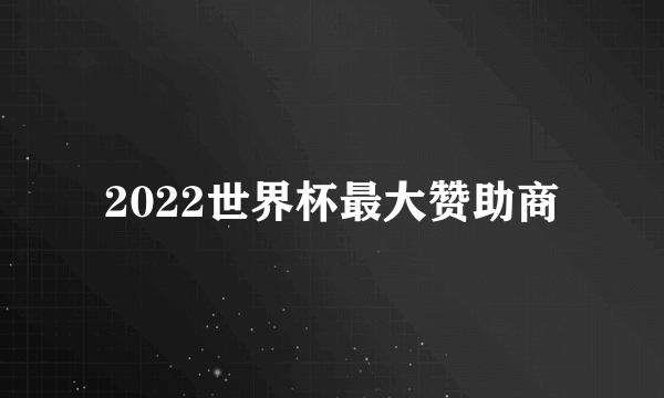 2022世界杯最大赞助商