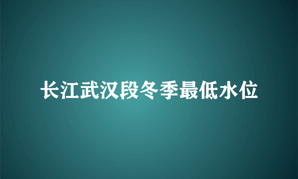 长江武汉段冬季最低水位