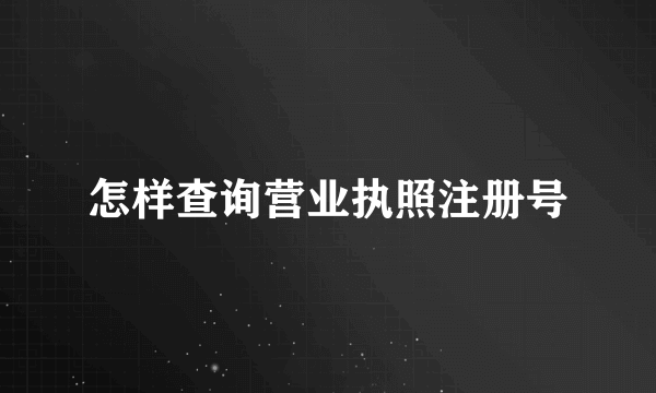 怎样查询营业执照注册号