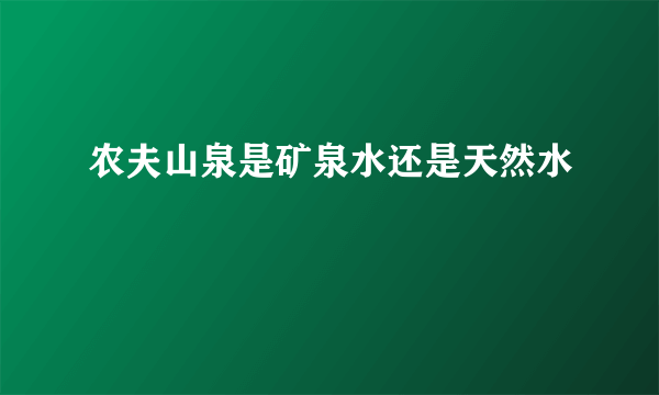 农夫山泉是矿泉水还是天然水