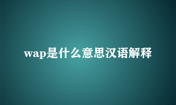 wap是什么意思汉语解释