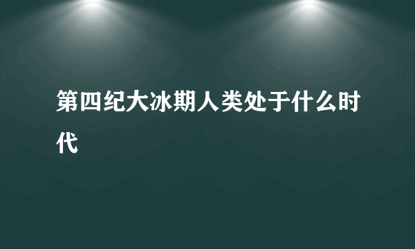 第四纪大冰期人类处于什么时代