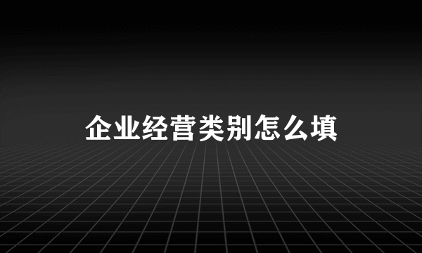 企业经营类别怎么填