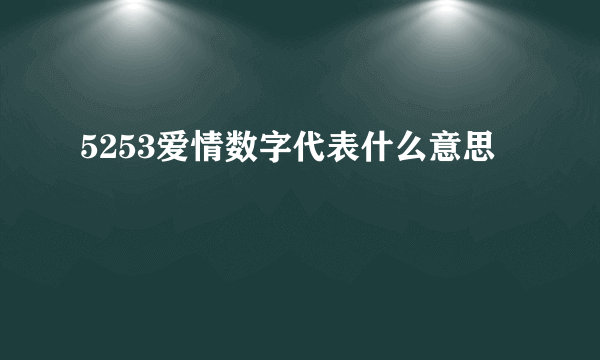 5253爱情数字代表什么意思