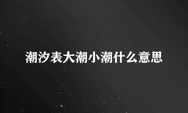 潮汐表大潮小潮什么意思