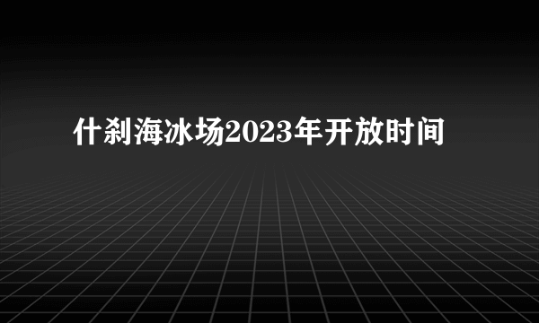 什刹海冰场2023年开放时间