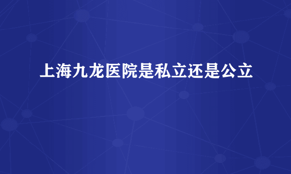 上海九龙医院是私立还是公立