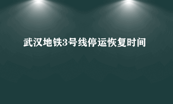 武汉地铁3号线停运恢复时间