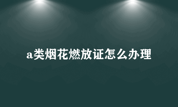 a类烟花燃放证怎么办理