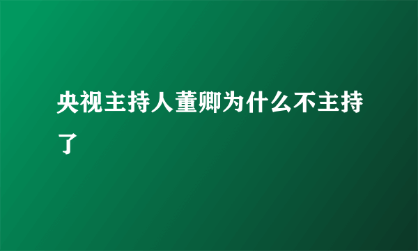 央视主持人董卿为什么不主持了