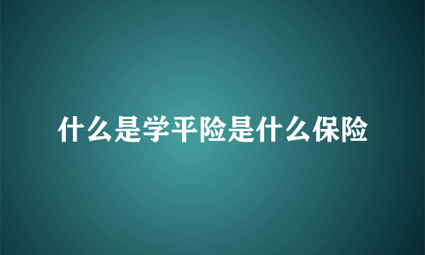 什么是学平险是什么保险