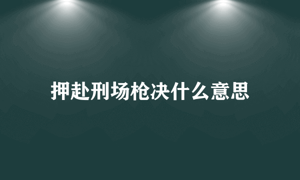 押赴刑场枪决什么意思