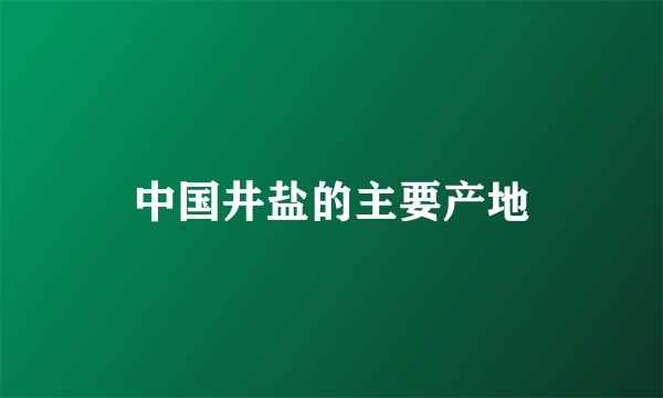 中国井盐的主要产地