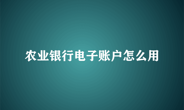 农业银行电子账户怎么用