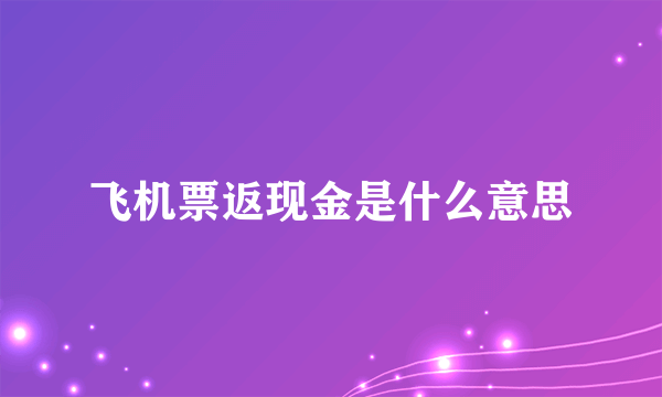 飞机票返现金是什么意思