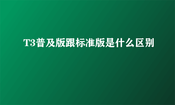 T3普及版跟标准版是什么区别