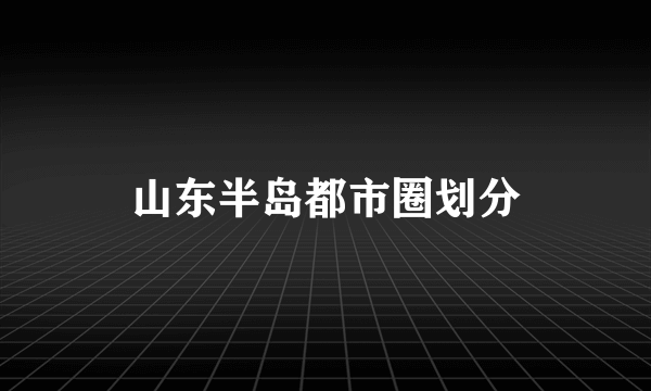 山东半岛都市圈划分