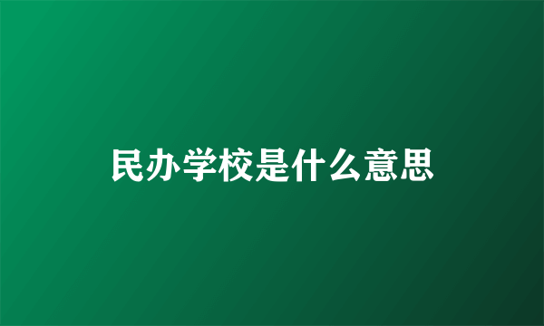 民办学校是什么意思