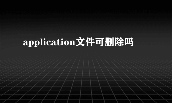 application文件可删除吗