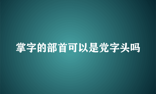 掌字的部首可以是党字头吗