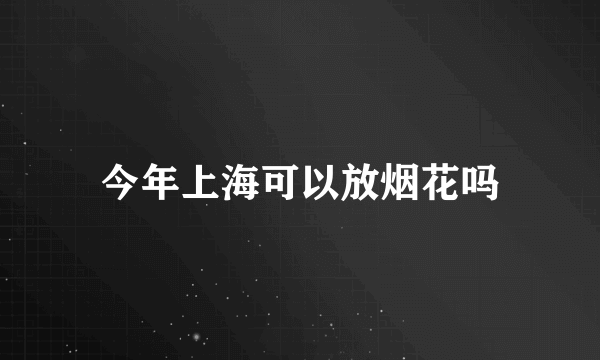 今年上海可以放烟花吗