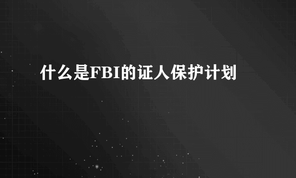 什么是FBI的证人保护计划