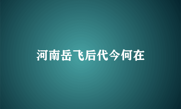 河南岳飞后代今何在