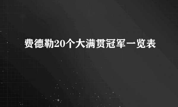 费德勒20个大满贯冠军一览表