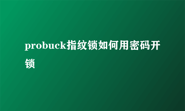 probuck指纹锁如何用密码开锁