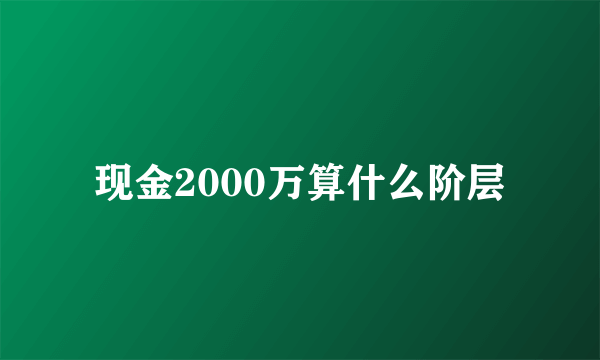 现金2000万算什么阶层