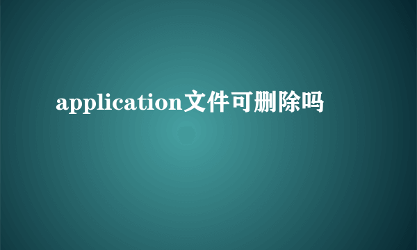 application文件可删除吗