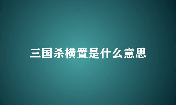 三国杀横置是什么意思