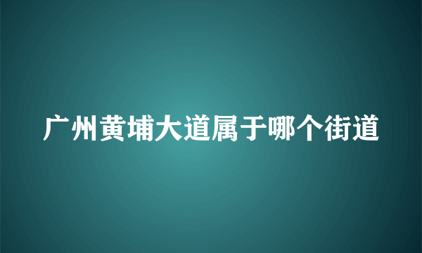 广州黄埔大道属于哪个街道