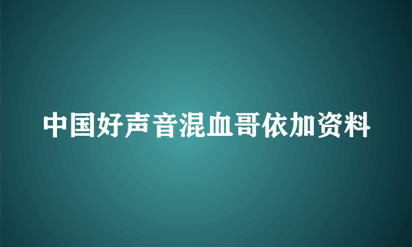 中国好声音混血哥依加资料