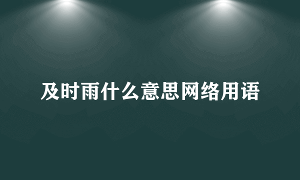 及时雨什么意思网络用语