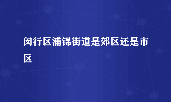 闵行区浦锦街道是郊区还是市区